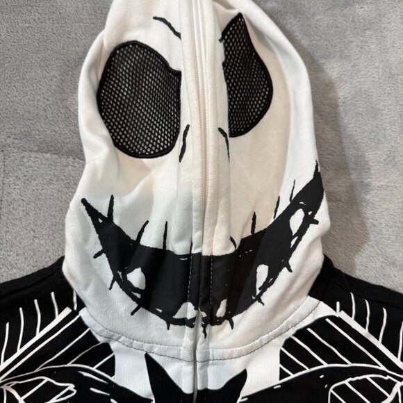 Nightmare Before Christmas Jack Skellington Full Face Zipup Hood Sweatshirt S - Picture 4 of 7